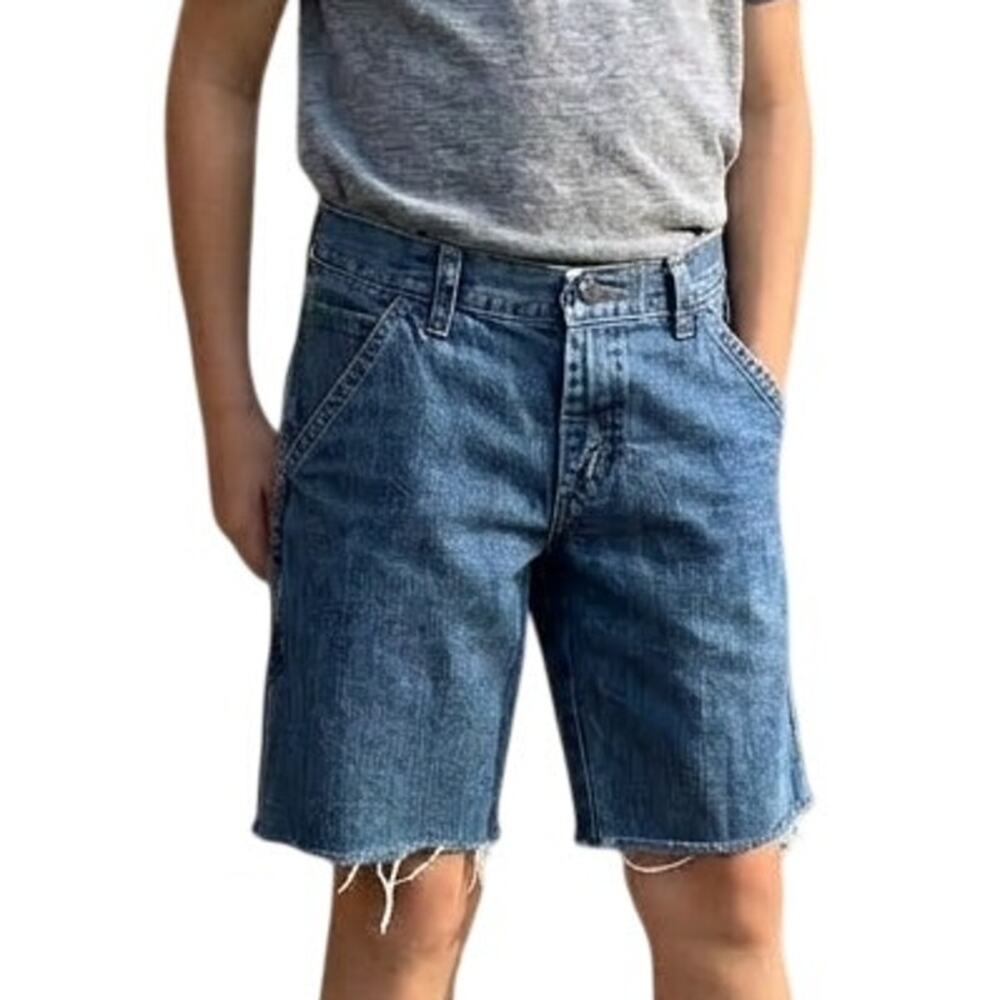 Wrangler Youth Denim Cutoff Shorts Boys Size 10 Husky Blue Cotton Jeans